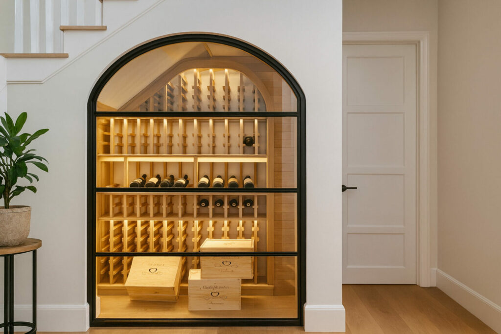 Verrière sous escalier transformée en cave à vin